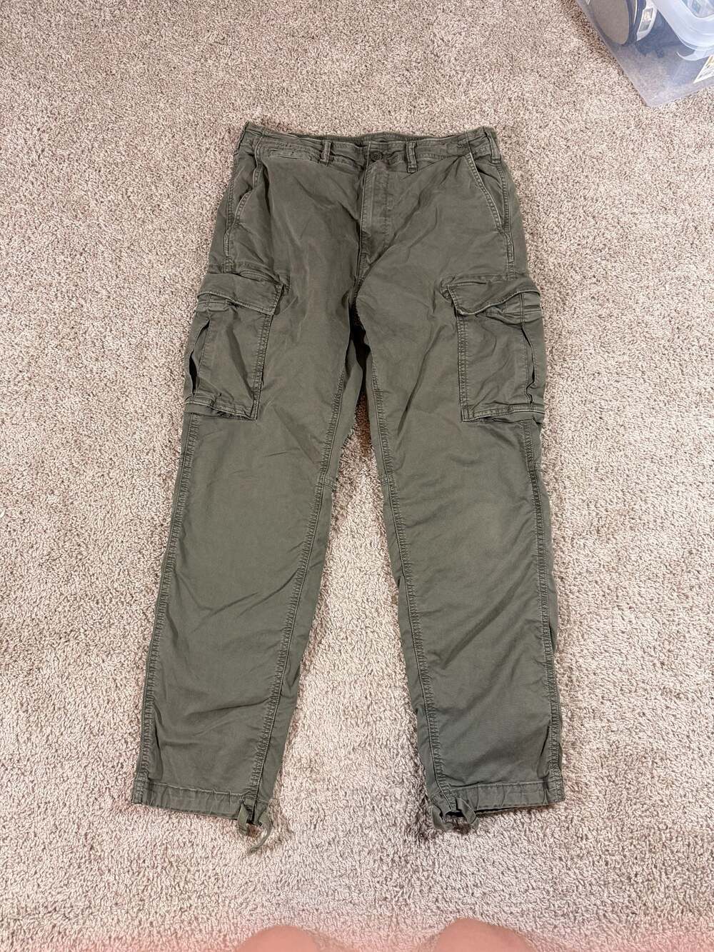 American Eagle Flex Green Chino Pants Mens 32x32 Straight Stretch Casual EUC